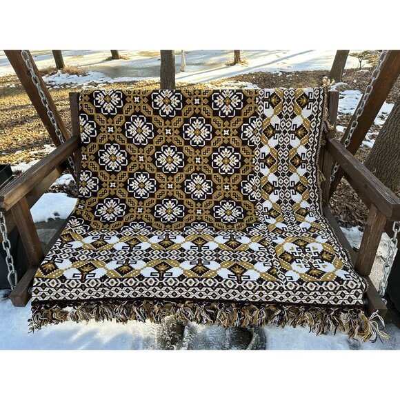 Cotton Woven Throw Blanket Double Face Moroccan Pattern 94x62" - Picture 2 of 4